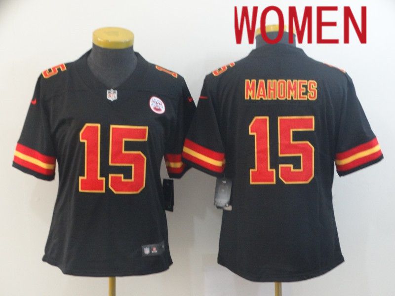 Women Kansas City Chiefs #15 Mahomes Black Nike Vapor Untouchable Limited NFL Jersey->women nfl jersey->Women Jersey